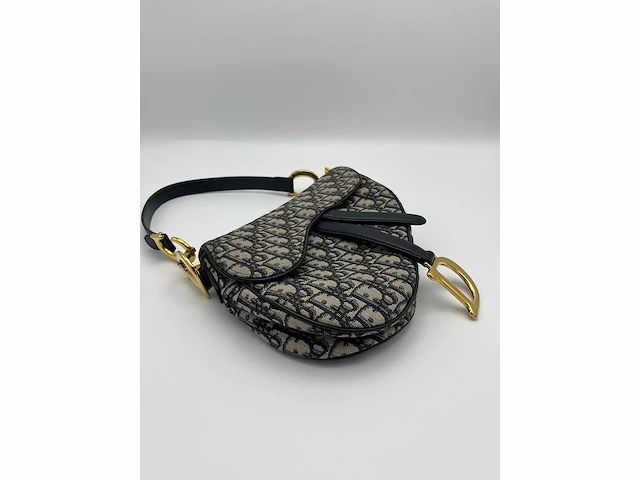 Dior - saddle bag - blue oblique monogram - handtas - op echtheid geconroleerd - designer - afbeelding 7 van  10