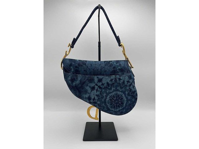 Dior - saddle bag blue denim - handtas - op echtheid geconroleerd - designer - afbeelding 2 van  6