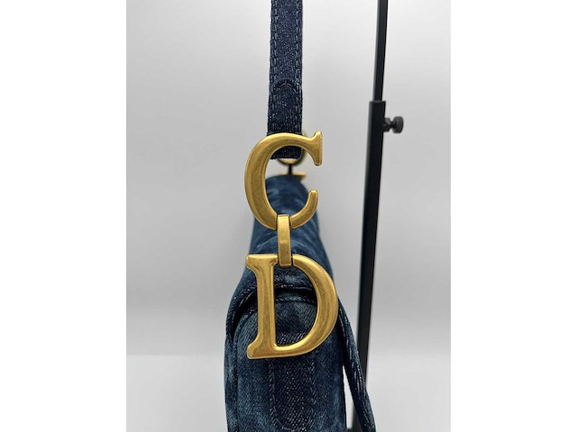 Dior - saddle bag blue denim - handtas - op echtheid geconroleerd - designer - afbeelding 3 van  6