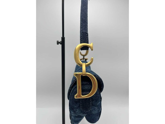 Dior - saddle bag blue denim - handtas - op echtheid geconroleerd - designer - afbeelding 5 van  6