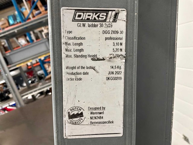 Dirks glw 30 2x9 ladder - afbeelding 4 van  4