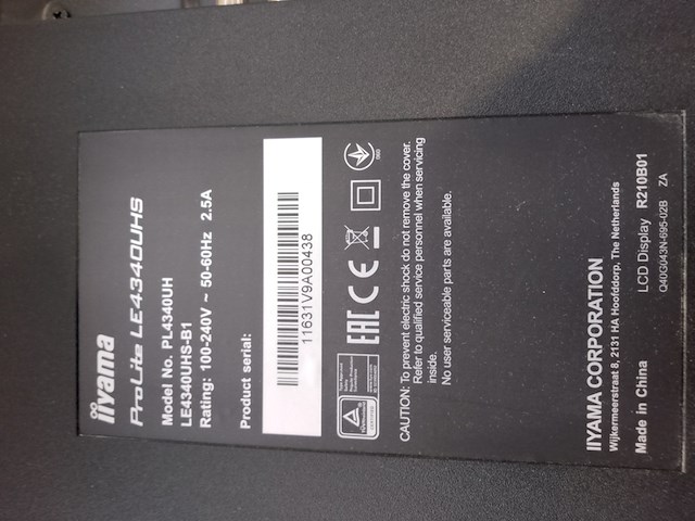Display, iiyama, le4340uhs - afbeelding 2 van  6