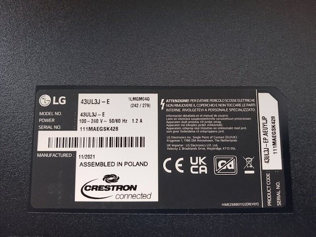 Display, lg, 43ul3j - afbeelding 2 van  5