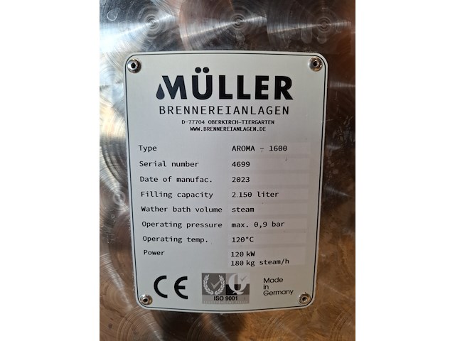 Distilleer ketel / opstelling 2150l, müller, aroma 1600, 2023 - afbeelding 10 van  44