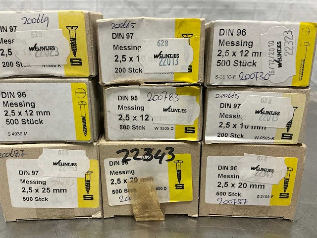 Diverse 2,5mm messing schroeven (1800x) - afbeelding 3 van  4