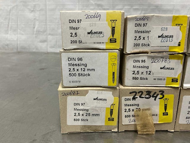 Diverse 2,5mm messing schroeven (1800x) - afbeelding 4 van  4