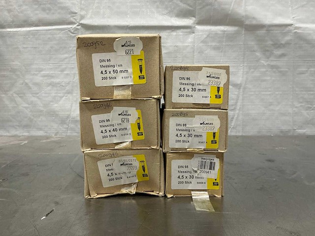 Diverse 4,5mm messing schroeven (1200x) - afbeelding 1 van  5