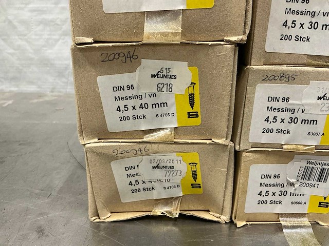 Diverse 4,5mm messing schroeven (1200x) - afbeelding 5 van  5