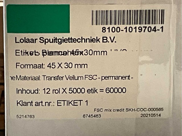 Diverse etiketten / labels op rol - afbeelding 6 van  6