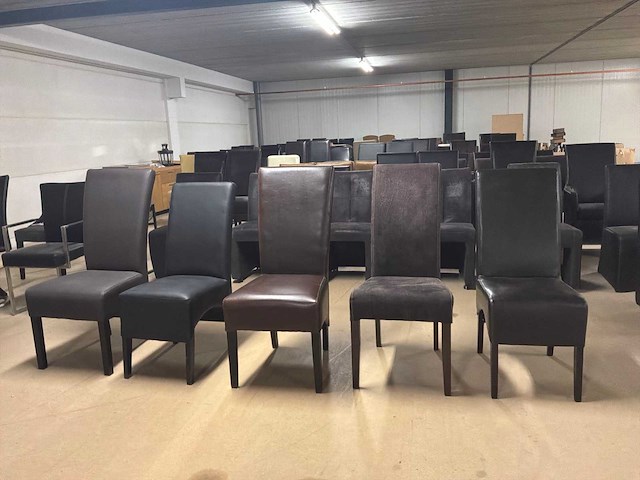 Diverse leren eetkamerstoelen (5x) - afbeelding 7 van  16
