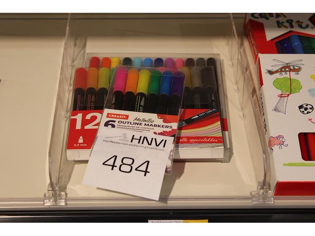 Diverse markeerstiften, 3 verpakkingen in schap. - afbeelding 1 van  2