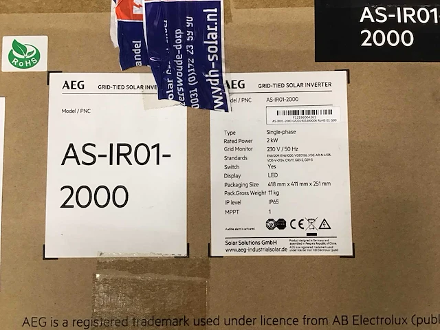 Dmegc 595 sw 2 zonnepanelen en 1 aeg omvormer - afbeelding 2 van  3