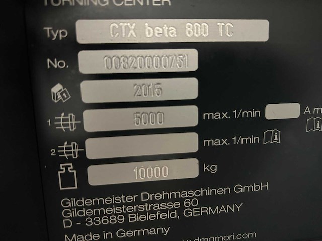 Dmg mori - 2015 - ctx beta 800 tc - cnc universele bewerkingscentra - afbeelding 7 van  35