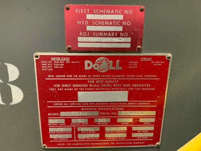 Doall 3613-0 metalen horizontale bandzaagmachine - afbeelding 9 van  14