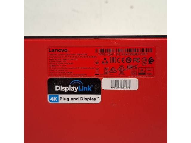 Dockingstation lenovo, thinkpad hybrid usd-c with usb-a dock | dud9011d1 | 40af - afbeelding 5 van  7