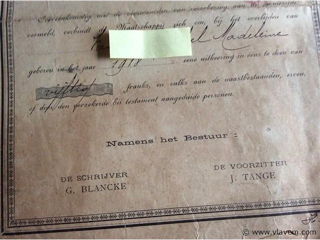 Document - verzekering op het leven 1894 - afbeelding 3 van  4
