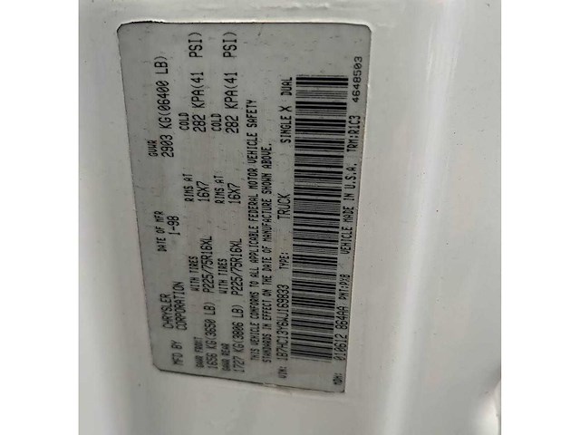 Dodge - 1998 - ram 1500 apk 16-12-2026 - dodge ram 1500 - afbeelding 4 van  15