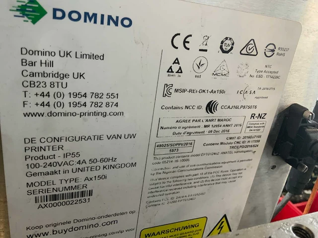 Domino ax150i continue inktjetprinter - afbeelding 9 van  11