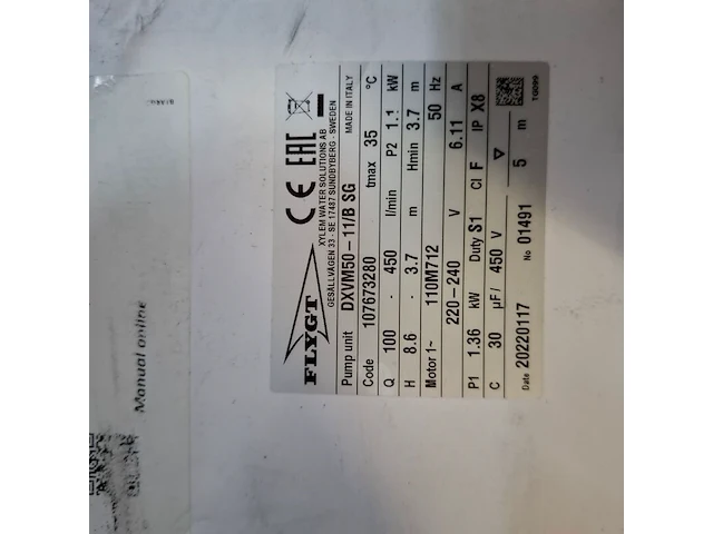 Dompelpomp flygt, dxvm50-11/b sg , bouwjaar 2022 - afbeelding 3 van  4