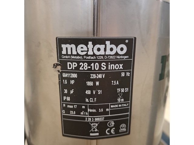 Dompelpomp metabo, dp 28-10 s inox - afbeelding 3 van  3