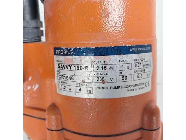 Dompelpomp vlak 4,2m³ 230v proril, savvy 150, bouwjaar 2018 - afbeelding 5 van  7