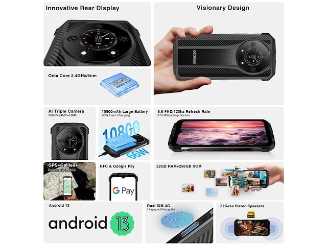 Doogee s110 smartphone 12gb/256gb black - afbeelding 2 van  6