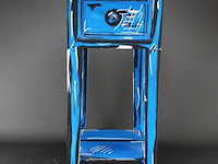 Door belgische kunstenaar beschilderde plantentafel met lade - afbeelding 3 van  5