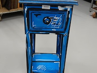 Door kunstenaar beschilderde antieke telefoontafel met lade - afbeelding 3 van  5