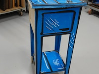 Door kunstenaar beschilderde antieke telefoontafel met lade - afbeelding 5 van  5