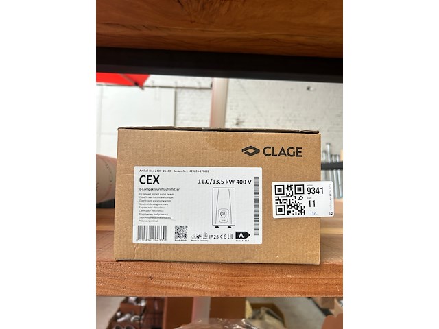 Doorstroom waterverwarmer 11.0/13.5 kw 400 v, clage, cex - afbeelding 1 van  3