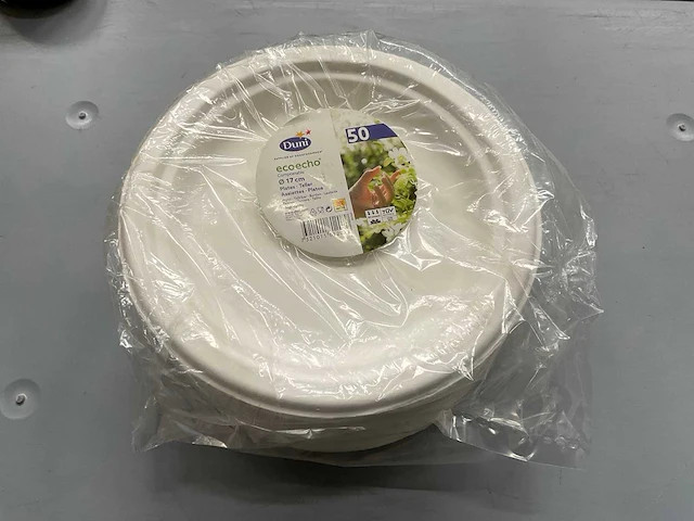 Doos á 10x50 stuks duni plastic borden (3x) - afbeelding 1 van  3