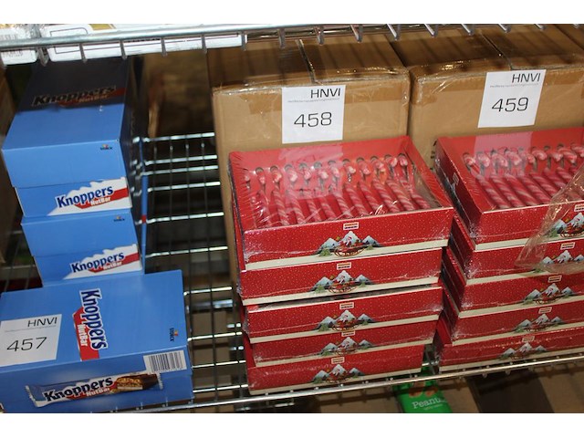 Doos candy cans wit rood. 21 x 12 stuks. - afbeelding 1 van  2