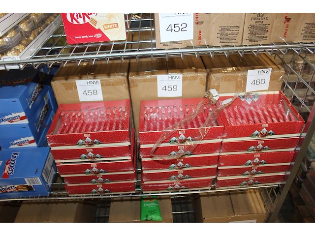 Doos candy cans wit rood. 21 x 12 stuks. - afbeelding 1 van  2