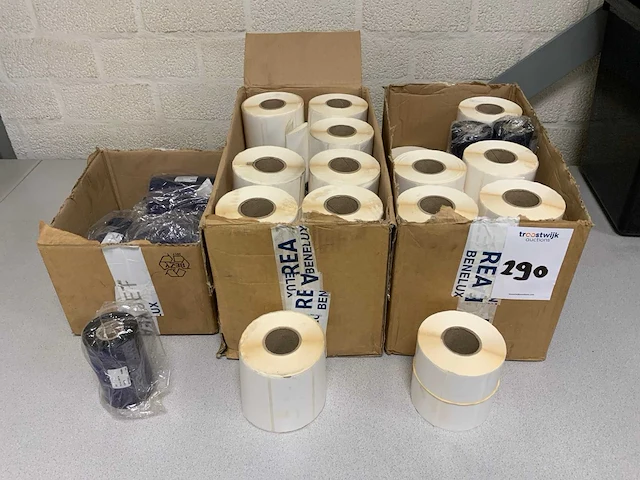 Doos labels en barcode thermische inktrollen (2x) - afbeelding 1 van  3