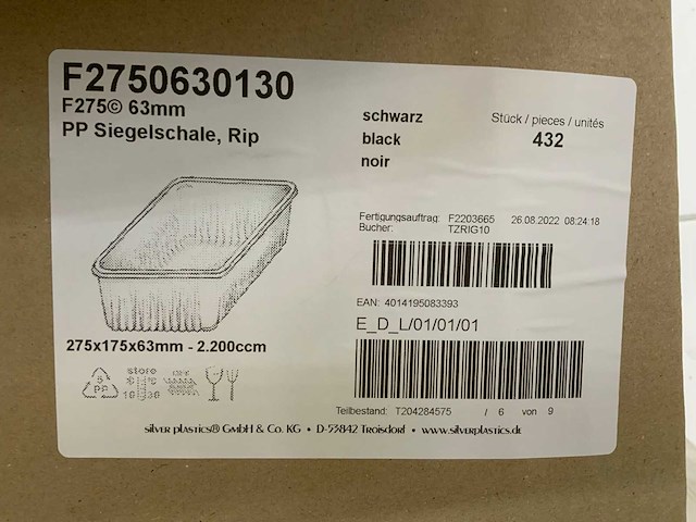 Doos met silver plastic kunststof schalen (26x) - afbeelding 2 van  2