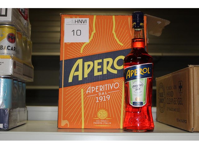 Doos met zes flessen aperol. - afbeelding 1 van  2