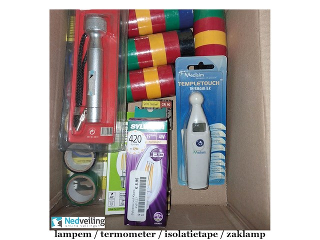 Doos van alles wat, isolatie tpe / thermometer, zaklamp etc - afbeelding 3 van  3