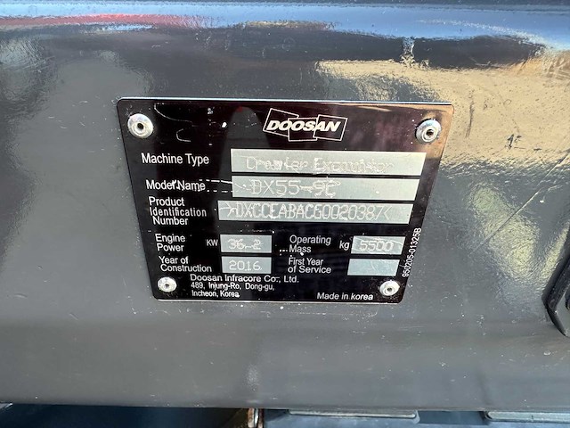 Doosan - 2016 - dx55-9c - midigraafmachine - afbeelding 36 van  42