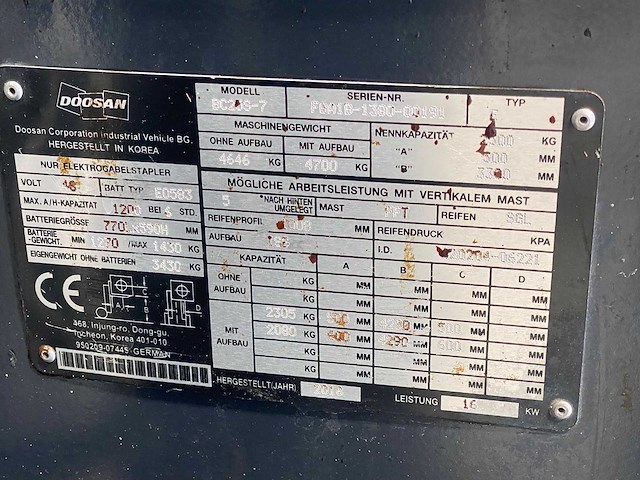 Doosan - 2018 - bc25s-7 - 4.29m triplex, free-lift, side-shift - vorkheftruck - afbeelding 7 van  7