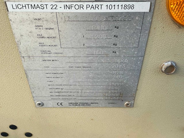 Doosan lt6ka mobiele lichtmastkar - afbeelding 22 van  22