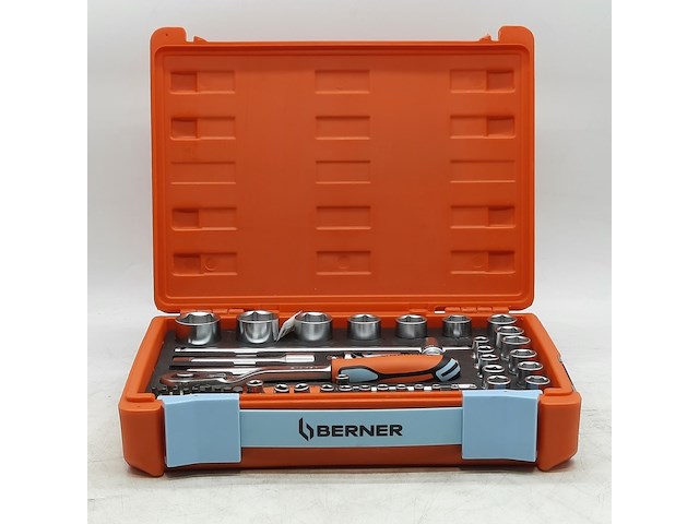 Dop en ratel set, berner, s-set lever 54 pcs 1/4" 1/2" sbox 60z - afbeelding 1 van  10