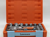 Dop en ratel set, berner, s-set lever 54 pcs 1/4" 1/2" sbox 60z - afbeelding 1 van  10