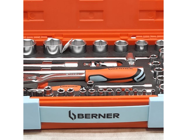 Dop en ratel set, berner, s-set lever 54 pcs 1/4" 1/2" sbox 60z - afbeelding 4 van  10