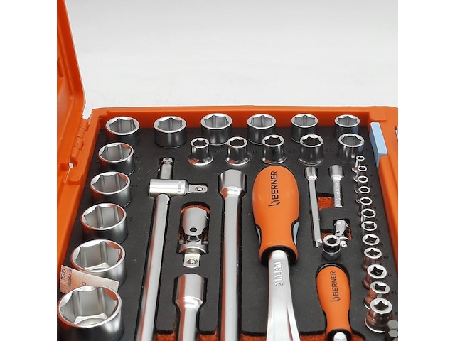Dop en ratel set, berner, s-set lever 54 pcs 1/4" 1/2" sbox 60z - afbeelding 6 van  10