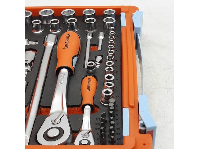 Dop en ratel set, berner, s-set lever 54 pcs 1/4" 1/2" sbox 60z - afbeelding 10 van  10