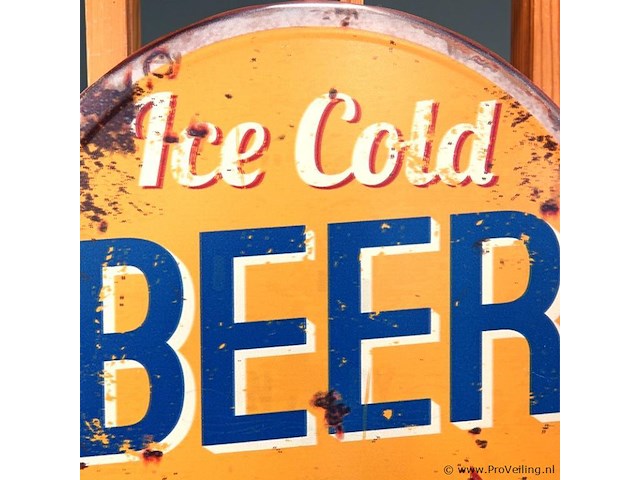 Dopvormige metalen bord ice cold beer - afbeelding 2 van  7