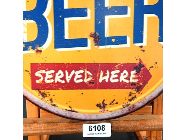 Dopvormige metalen bord ice cold beer - afbeelding 3 van  7