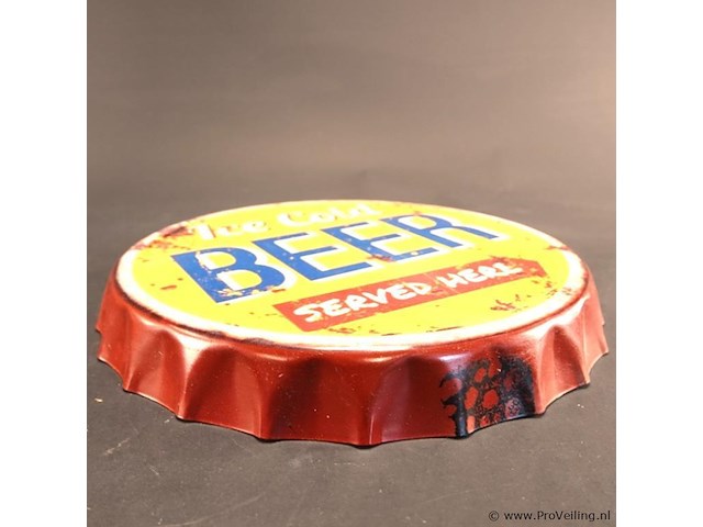 Dopvormige metalen bord ice cold beer - afbeelding 4 van  7