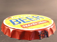 Dopvormige metalen bord ice cold beer - afbeelding 4 van  7