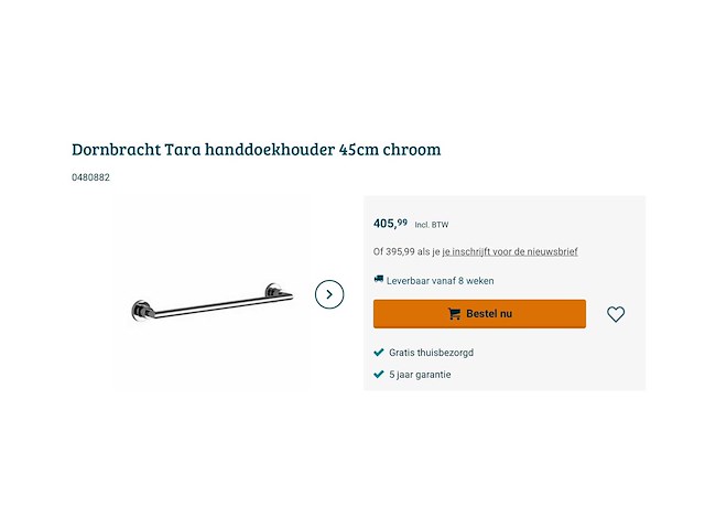Dornbracht tara handdoekhouder 45cm (10x) - afbeelding 6 van  6